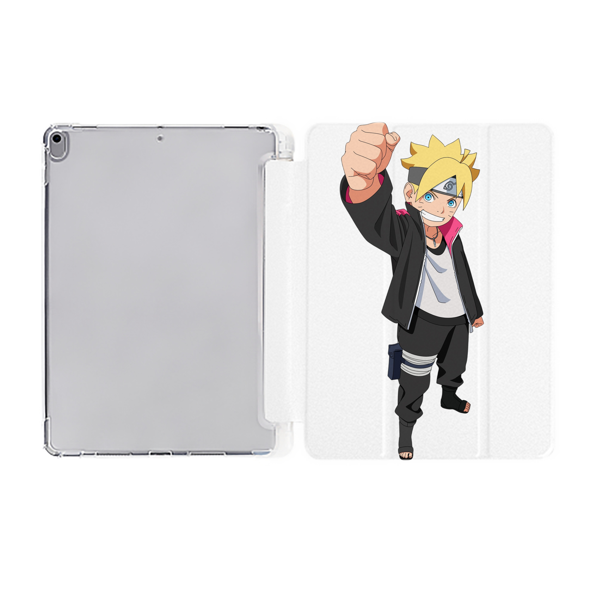 （画像用） NARUTO -ナルト- うずまき ボルト Uzumaki Boruto IPad ケース ペン収納付き 三つ折りスタンド PUレザー×シリコン 対応機種9.5/10.5/10.9インチ